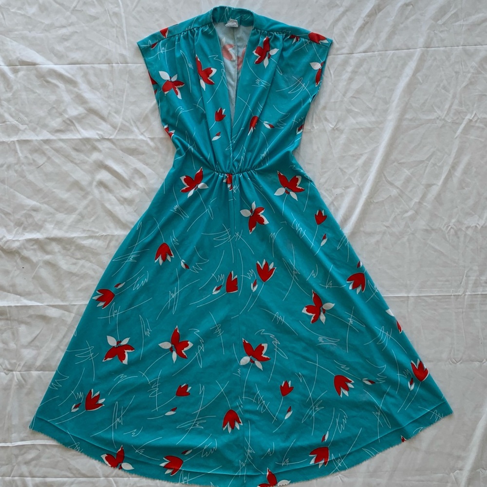 Vintage 70's Blue Flower Dress